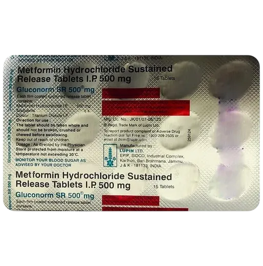 gluconorm sr 500mg tablet 15's